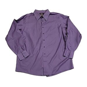 Gold Label Murano Non Iron Stretch Purple Button-Down Dress Shirt Mens 17 1/2 35